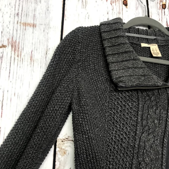 DNKY Jeans marled mix knitted asymmetrical zip up crop sweater cardigan - Picture 4 of 8